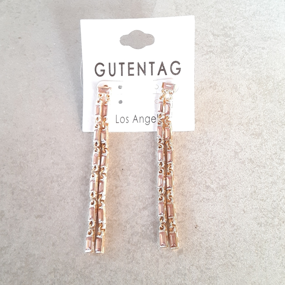 Pink Crystals & Gold Mix Earrings